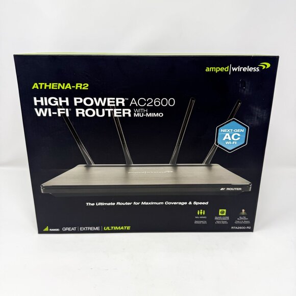 Amped RTA2600-R2 Wireless Athena-R2 High Power AC2600 Wi-Fi Router with MU-MIMO - Picture 1 of 12